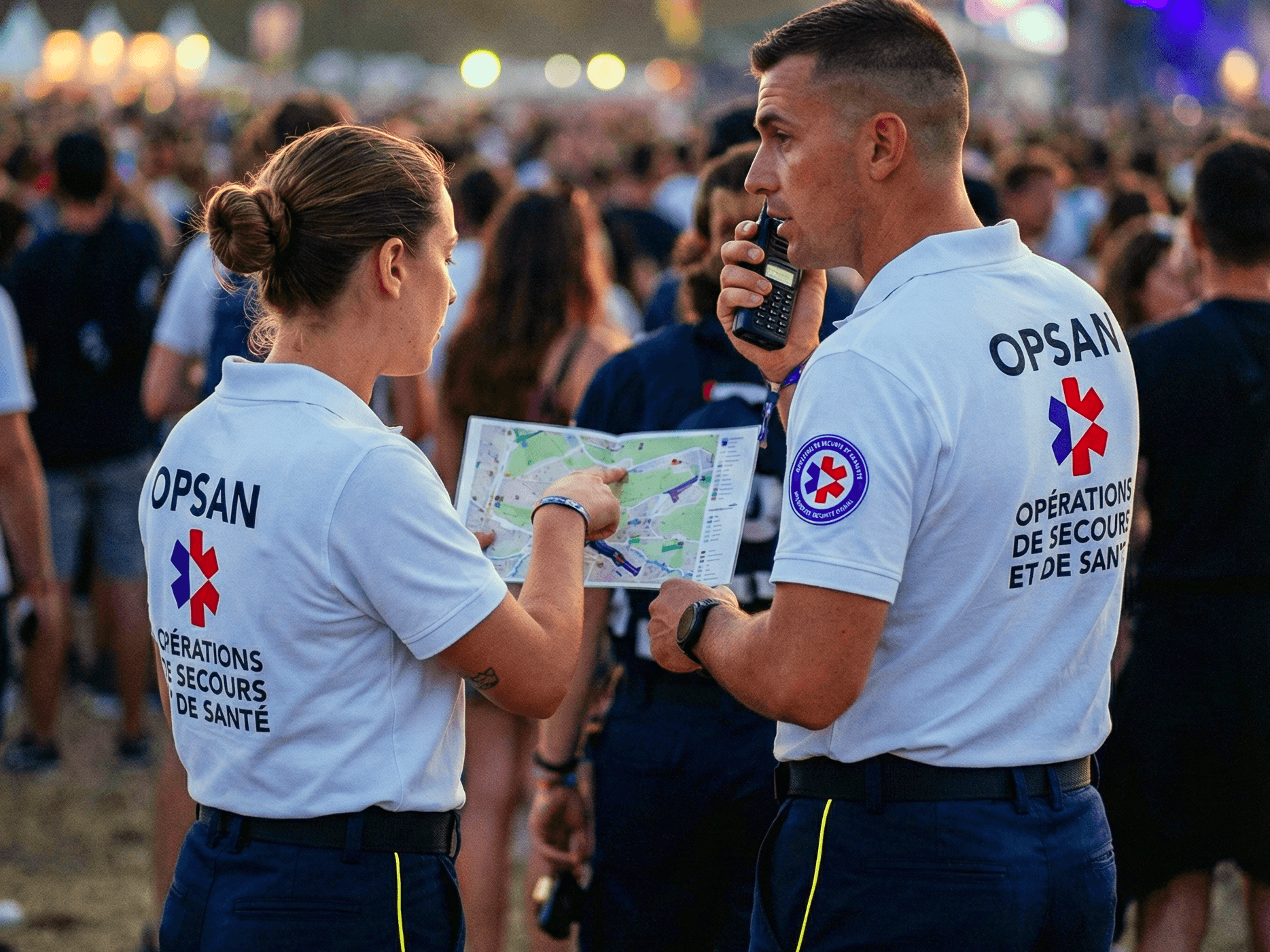 Secouristes OPSAN en coordination avec radio